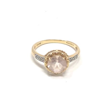 9ct gold morganite &amp; diamond dress ring (2.1g) 