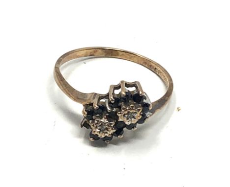 9ct gold vintage diamond &amp; sapphire ring (1.4g) 