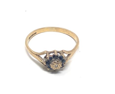 9ct gold sapphire &amp; diamond ring (1.4g) 