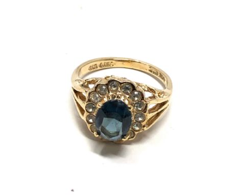 14ct gold blue &amp; clear paste ring (3g) 