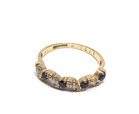 9ct gold sapphire &amp; diamond  ring (1.5g) 