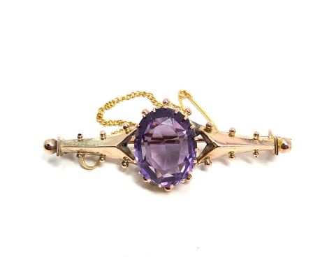 9ct gold amethyst brooch (3.9g) 