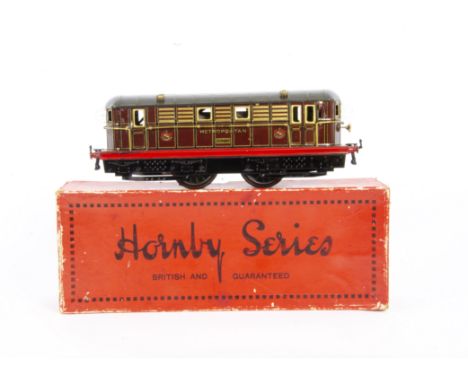 A Boxed Hornby O Gauge 6-volt Electric No 2 Metropolitan Locomotive, an early example with external brush caps and guarantee 