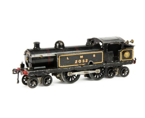 A Later-1920s Hornby O Gauge No 2 clockwork 4-4-4 Tank Locomotive, in LMS black with diecast driving wheels and 'pivot-mounte