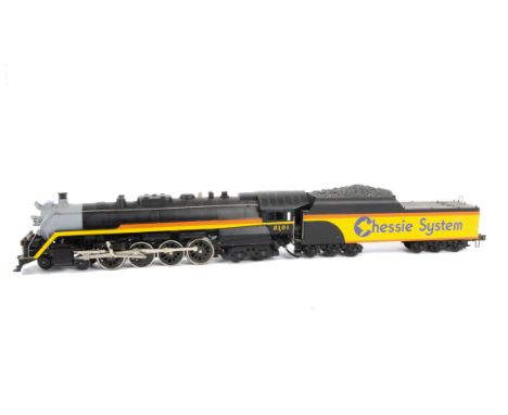 A Lionel American 0 Gauge 3-rail electric 'T-1' Class 4-8-4 Locomotive and Tender, ref 6-18011, in Chesapeake and Ohio 'Chess