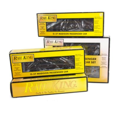A Rake of Five Rail-King American 0 Gauge 3-rail electric Pennsylvania RR 'Madison' Coaches, all in Pennsylvania RR livery of