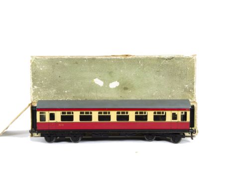 Two Boxed Bassett-Lowke BR Red/Cream Coaches, ref 111/0 First Class saloon no 3995 and 113/0 Third Class coach no 9272, both 