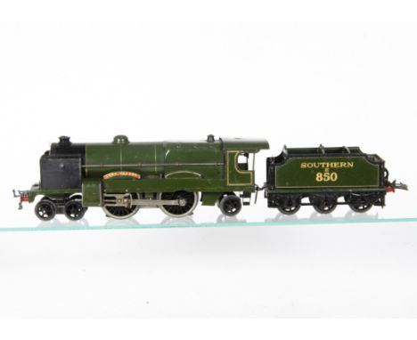 A Hornby O Gauge Electric No E36 SR 4-4-2 'Lord Nelson' Locomotive and Tender, in Southern Railway green as no E850 with smok