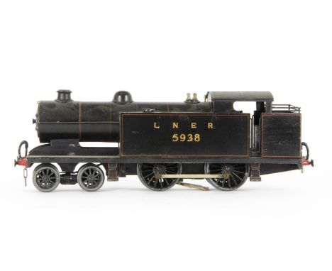 A Leeds 0 Gauge 3-rail 'Standard' 4-4-0 Tank Locomotive, in LNER lined black as no 5938, F-G, paint flaking to several areas,