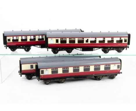 ACE Trains 0 Gauge BR crimson and cream Coaches, M24123, E5029, E13030 and E35260, all in an incorrect ACE box, G-VG, box F (