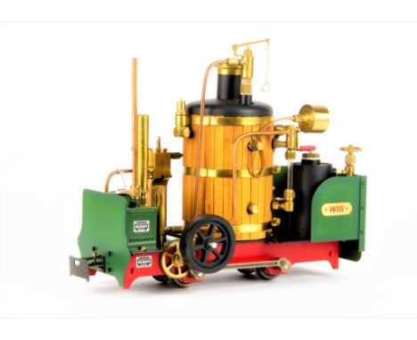 A Convertible-gauge (30/32/45mm) Regner live-steam gas-Fired 0-4-0 Vertical-Boilered Locomotive 'Willi' in the De Winton quar