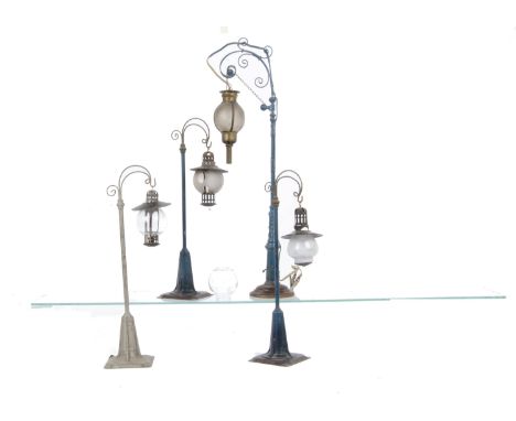 A Quartet of Märklin 'Arc Lamps' for O Gauge or Larger, three lamps standing approx 13in high (two in blue/gold and one in si