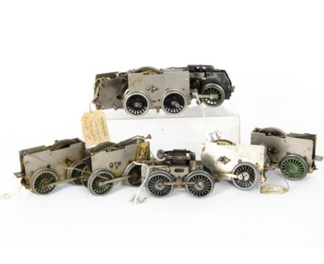 Hornby O Gauge Clockwork and Electric Mechanisms, six No 2 Special/No 3 clockwork mechanisms, most with wheels and some with 