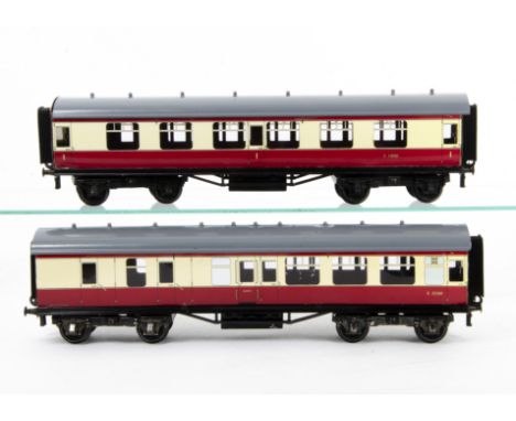Five unboxed ACE Trains 0 Gauge BR crimson and cream Coaches, M15578, E21089 (a few marks and small area slighty bend in), E5