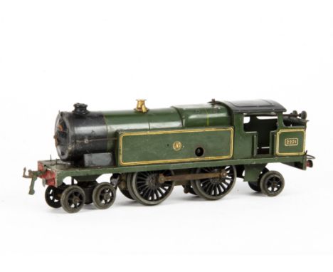 A Hornby O Gauge No 2 Special clockwork 4-4-2 Tank Locomotive, in GWR 'shirtbutton' green as no 2221, F-G, mechanism tested o