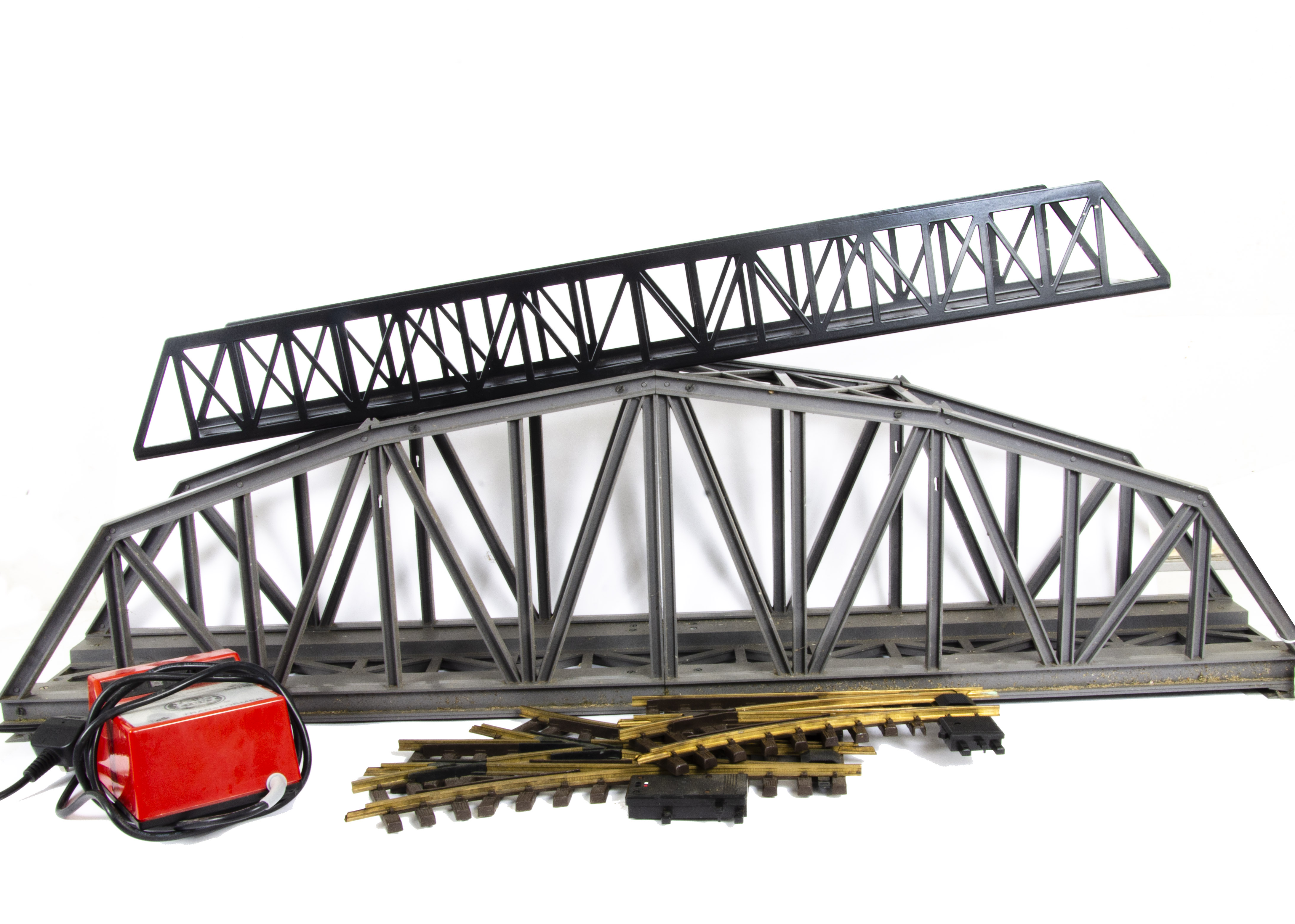 LGB G Scale Track Bridges Controllers and Accessories, track including 2 LH and 2RH turnouts, a 3
