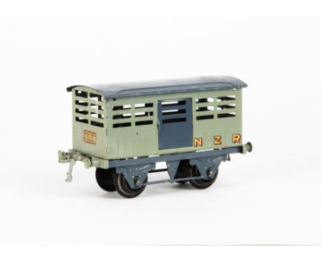 An Unboxed and Uncommon Hornby O Gauge Pre-War New Zealand Export Cattle Wagon,  with T3 base and small droplink couplers, th