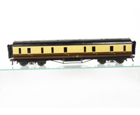 An Exley 0 Gauge K6 GWR Main Line 57' Luggage Brake Coach, in GWR gloss brown/cream as no 300, F, significant retouching to o