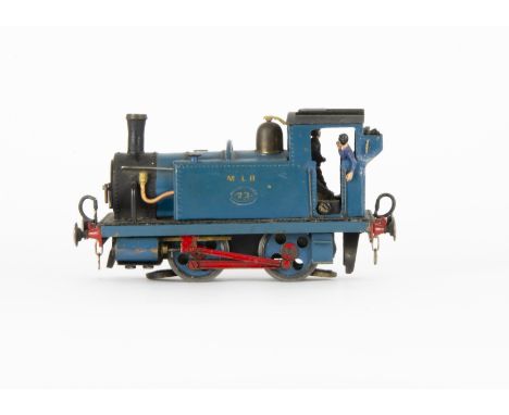 A Scratch-built 0 Gauge 3-rail electric 0-4-0 Tank Locomotive, with substantial motor unit (possibly Bond's), turned steel 4-