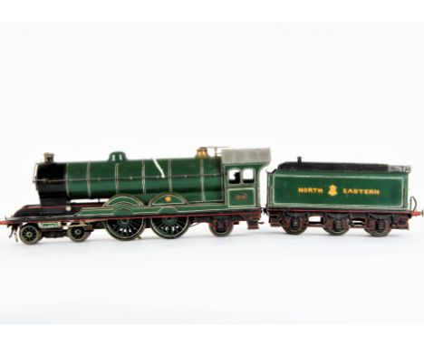 A (Believed-to-be) Leeds-based 0 Gauge 3-rail electric NER 'Atlantic' 4-4-2 Locomotive and Tender, appears to incorporate a p