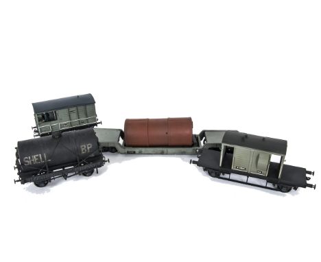 Four Kit-built Gauge I Finescale Wagons,  all in weathered condition, comprising ex-GWR 'Toad' brake van W56449 and ex-SR dou