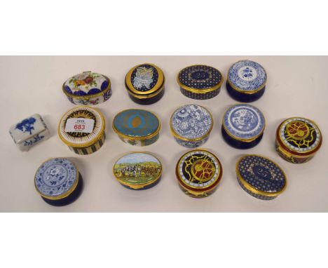 Group of 14 patch boxes, some by Spode and other makers, mainly English and French, some also Royal Worcester, various design