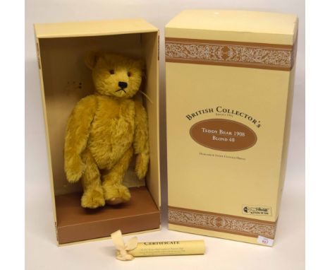 Boxed replica of a Steiff bear made by Steiff for 1908, for the British Collectors market, limited edition of 3000.  (Note: b