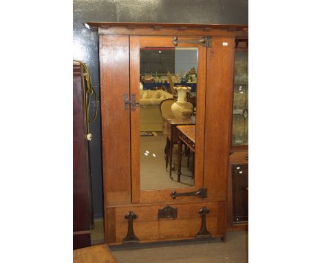Early 20th century oak single wardrobe in the Arts &amp; Crafts manner by Heal &amp; Son, Tottenham Court Rd, London, width a