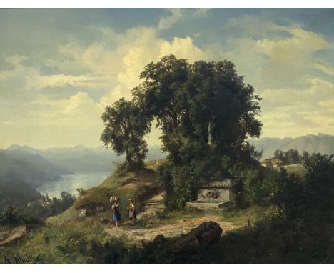 Robert Schultze: Magdeburg 1882 - 1910 München. Deutscher Landschaftsmaler der Düsseldorfer Schule.  Motive sind alpine Lands