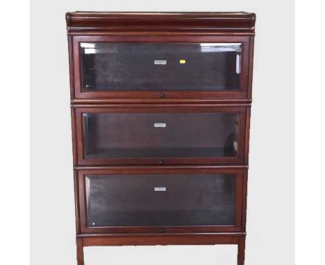 A Globe Wernicke three tier mahogany stacking bookcase, width 86 cm.