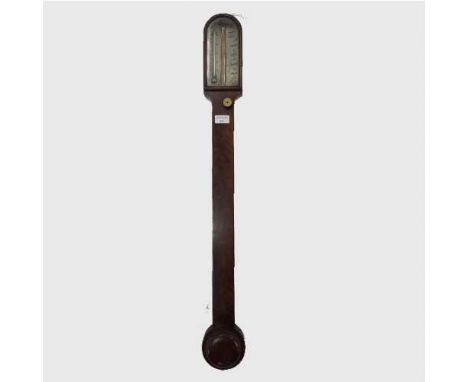 A nineteenth century flame mahogany stick barometer by Brooks, Ludgate Street, London, 93cm. 
