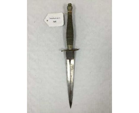 A scarce Fairbairn-Sykes First Pattern Fighting Knife by Wilkinson Sword Co Ltd, the 17cm hand forged double edge steel blade