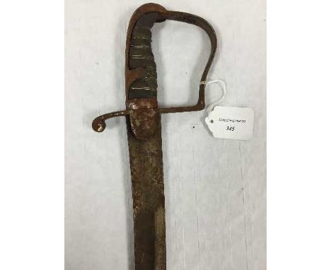 A Georgian 1796 pattern light cavalry trooper's sabre, the 82cm curved blade with single fuller, wire bound grip. CONDITION R