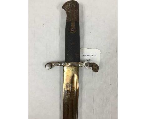 A Fine British Model 1856 Sword Bayonet, the 58cm engraved recurving Royal Garrison Artillery blade, by Henry Wilkinson of Pa