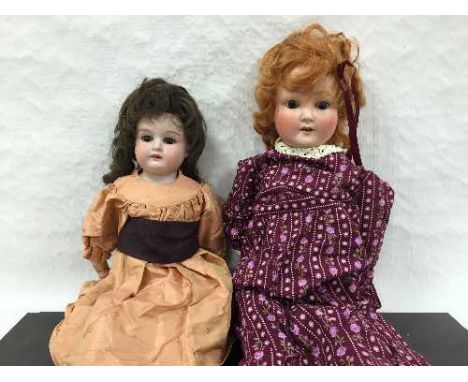 A Simon and Halbig bisque headed doll numbered 1909 7 1/2, together with five other dolls by Hermann Steiner, Max Handwerck B