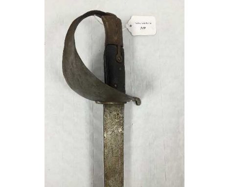 A rare British 1858 Navy Cutlass Bayonet, the 68cm single edge broad steel blade double edged for the last 19cm, stamped with