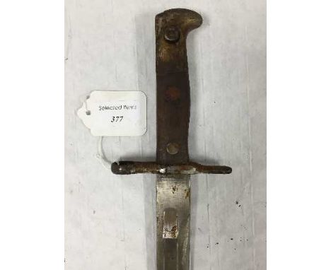 A Swiss Schmidt-Rubin M1889/11 short bayonet with scabbard. CONDITION REPORT: Blade quite clean, some rust to exposed steel p