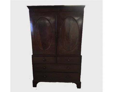 An early nineteenth century mahogany press on bracket feet, width 124 cm.
