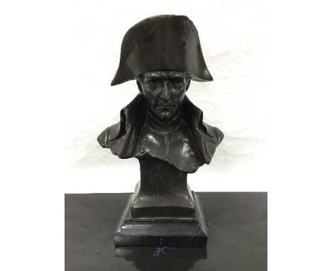 A cast bronze bust of Napoleon on marble base, height 36cm.