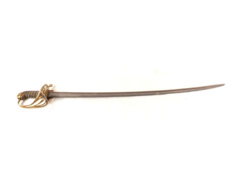 A model 1822 Infantry Officers sword with 'pipe back' blade and Victorian cypher within the brass hilt (no scabbard)