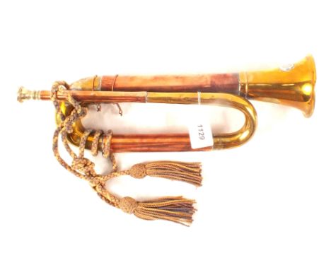 A brass and copper bugle dated 1863