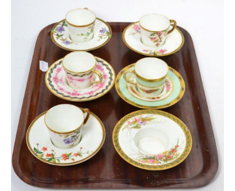 Six Royal Worcester trembleuse saucers and five cups