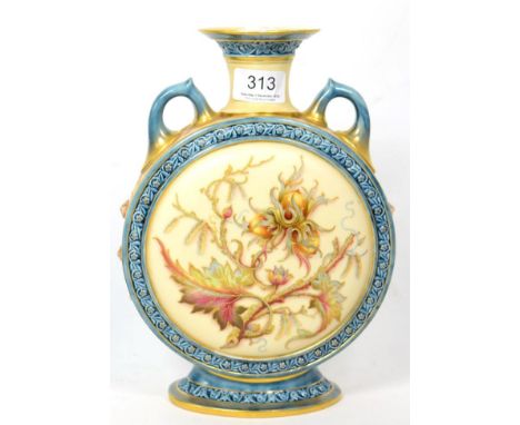 A Royal Worcester circa 1889 moon flask 