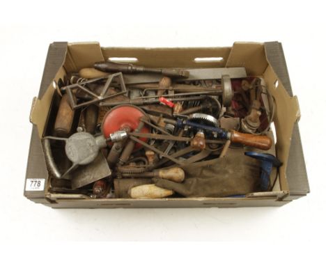 A MILLERS FALLS breast drill and other tools 