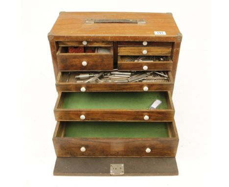 An engineers eight drawer lockable chest with few drills, taps and other tools G+ 