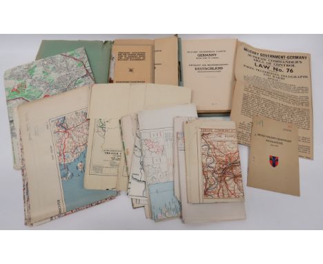 Good Selection of SHAEF and CCF Documents and Maps including 3 x SHAEF Civil Affairs / Military Government weekly field repor