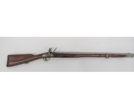 19th Century Indian Militia Flintlock Musket 8 bore, 33 inch, smoothbore barrel. The breech with British proof stamps. Milita