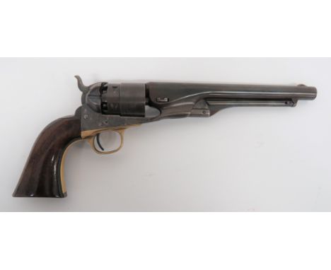 Model 1860 Colt Army Revolver .44 cal, 8 inch, rifled barrel. The top marked Address Col Saml Colt New-York U.S. America. Low