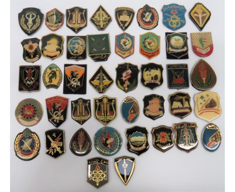 Good Selection of Lebanese Army Badges 2nd pattern examples in plastic enamel shields with rear velcro fixing including Medic