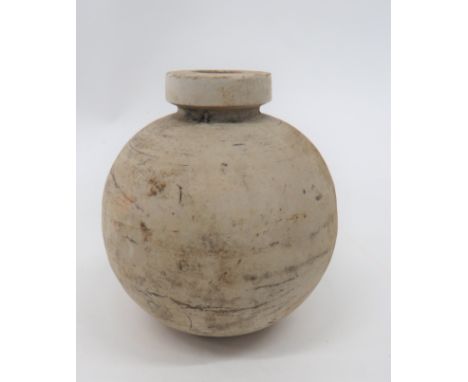 WW2 Japanese Type 4 Ceramic Grenade unglazed, cream, ceramic ball grenade with top filling spout. No apparent damage. 